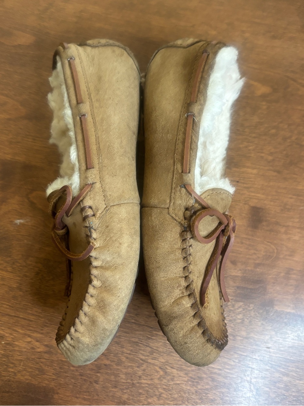 UGG Chestnut Suede Shearling-Lined Dakota Moccasin Slippers - Picture 2 of 6